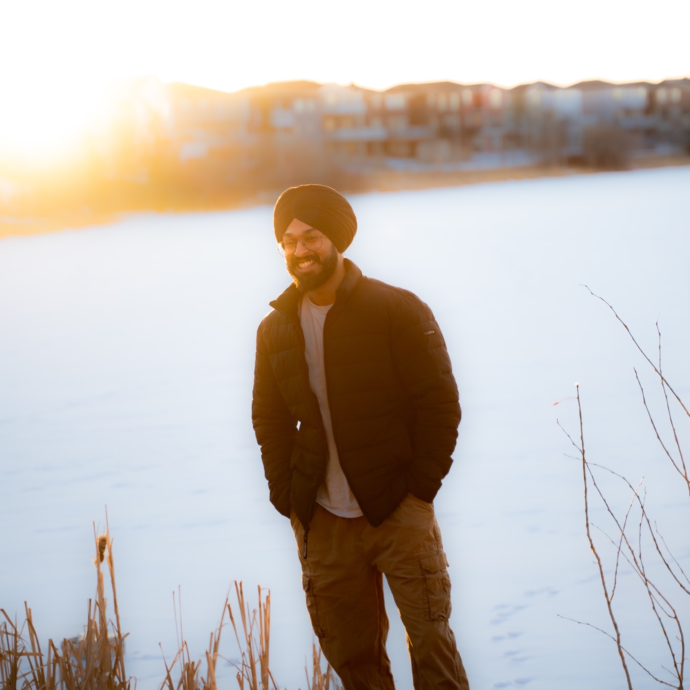 Harshaan Singh outdoors at golden hour